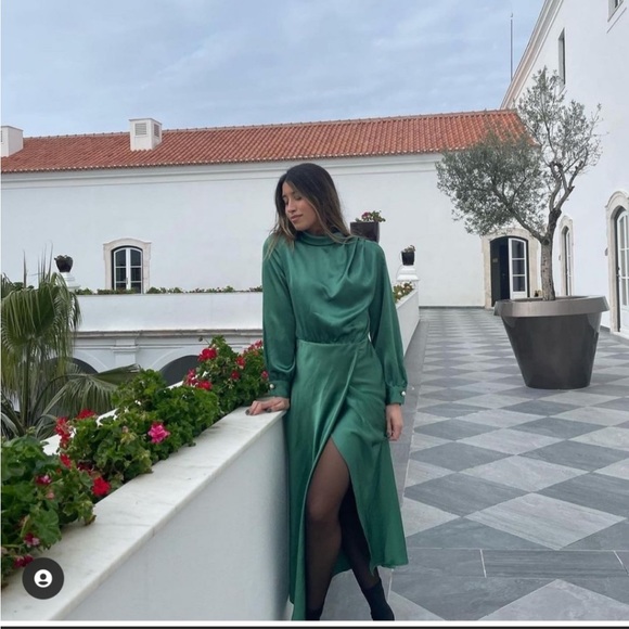 ZARA SATIN EFFECT MIDI DRESS - Picture 5 of 11